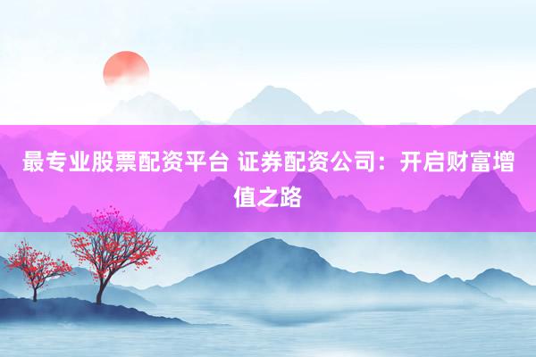 最专业股票配资平台 证券配资公司：开启财富增值之路