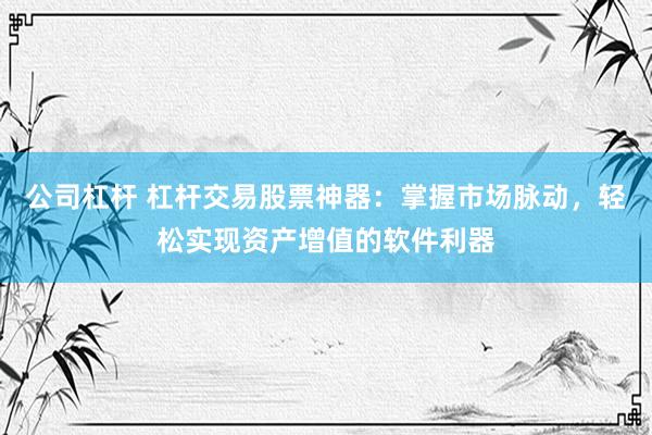 公司杠杆 杠杆交易股票神器：掌握市场脉动，轻松实现资产增值的软件利器